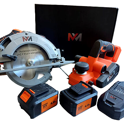 SIERRA INALÁMBRICA, CEPILLADORA, BATERÍAS 4AH, CARGADOR